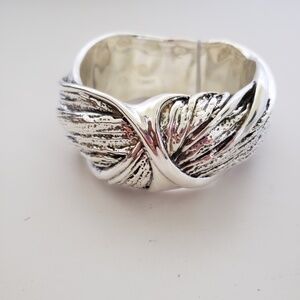Shablool 925 Sterling Silver Textured Bangle Bracelet 8.25"